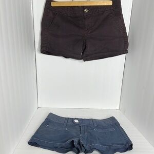 AMERICAN EAGLE OUTFITTERS WOMANS STRECH SHORTS BLUE SIZE 2 BROWN SIZE 4